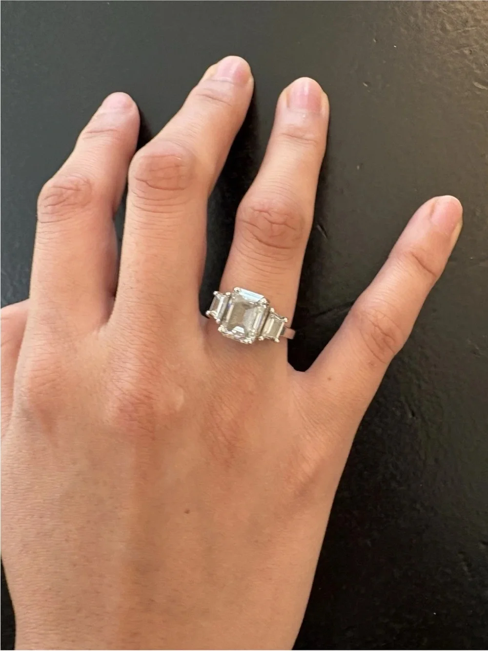 igi certified Emerald Cut Diamond 4.05 Carat Center Stone With Side Stones 14k